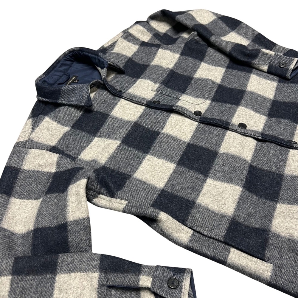 Banana Republic Heritage Shirt Jacket XL Plaid Wool Blend Quilted Lined Shacket